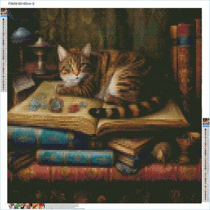 Book-loving Cat Buddy - Diamond Kit - Painted Memory