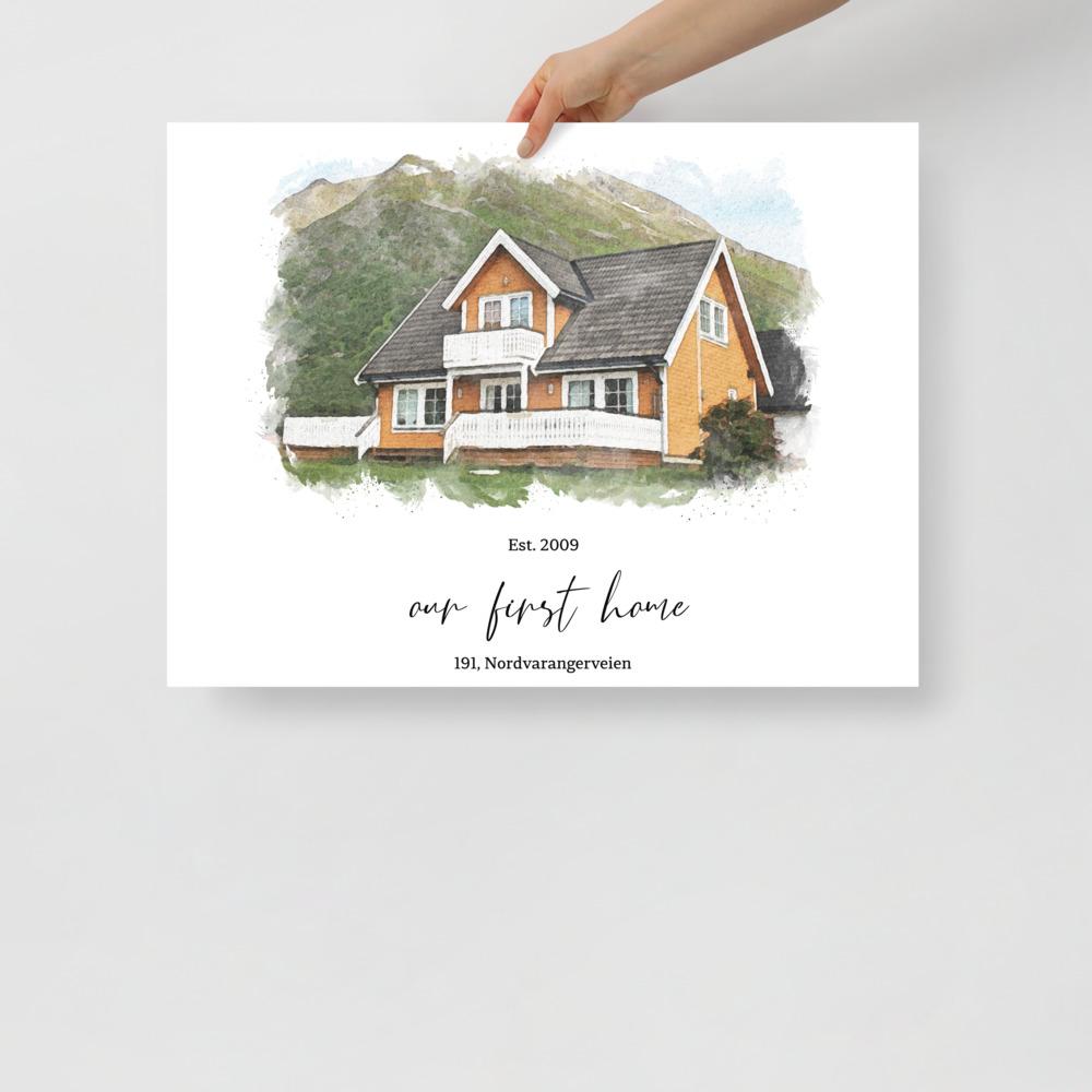 Custom Home Portrait - (Matte Poster) - Painted Memory