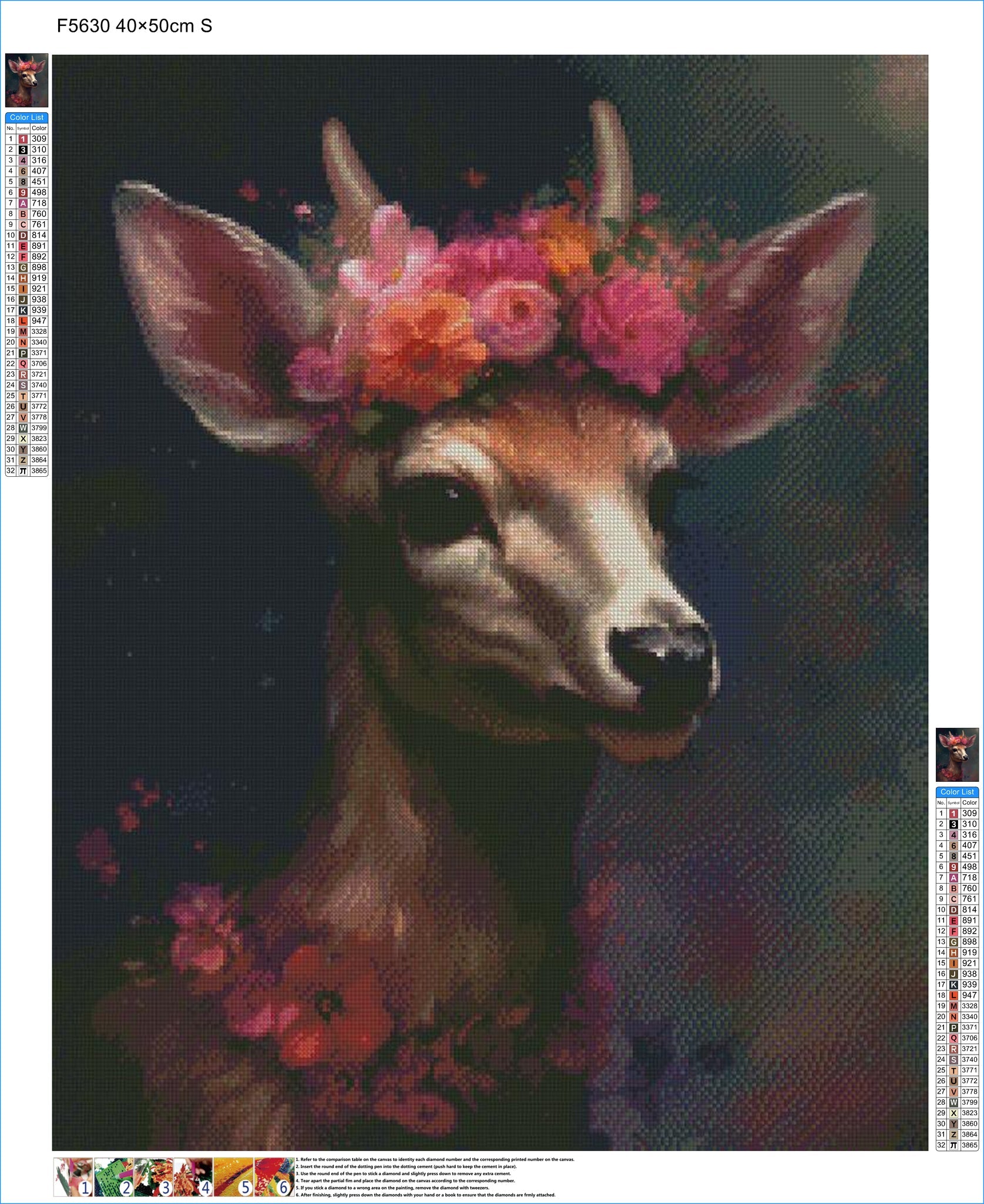 Enchanted Floral Deer- Diamond Kit - Painted Memory