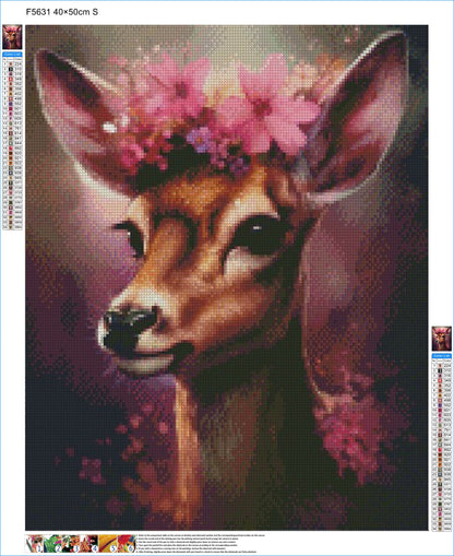 Floral Crown Deer - Diamond Kit - Painted Memory