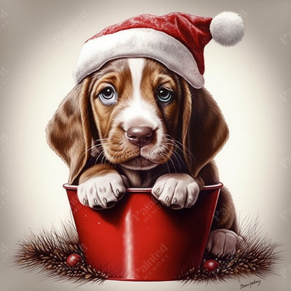 Holiday Hound Claus - Diamond Kit - Painted Memory