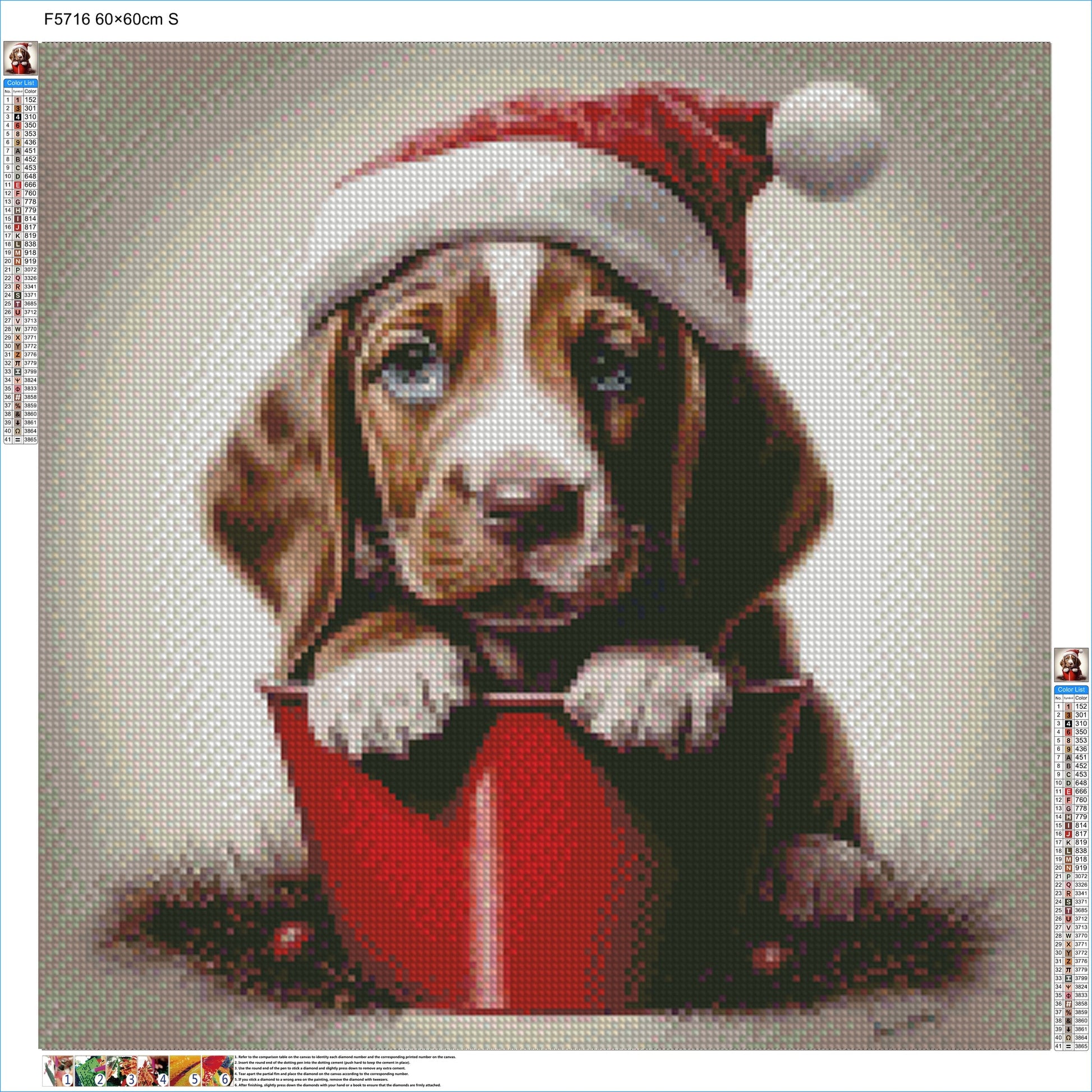 Holiday Hound Claus - Diamond Kit - Painted Memory