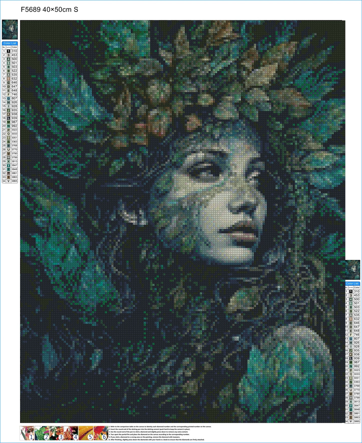 Leafy-tressed Mermaid - Diamond Kit - Painted Memory