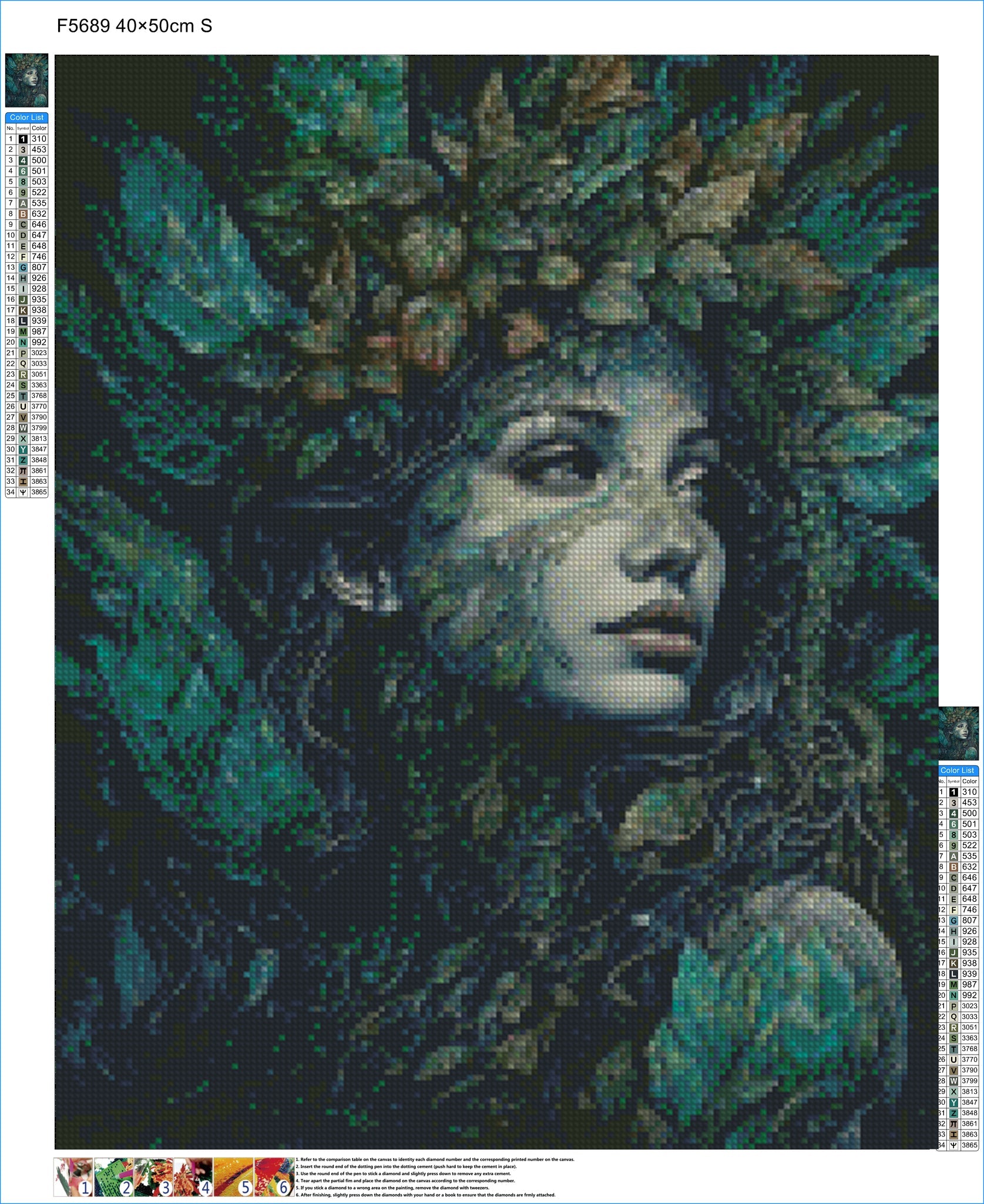 Leafy-tressed Mermaid - Diamond Kit - Painted Memory