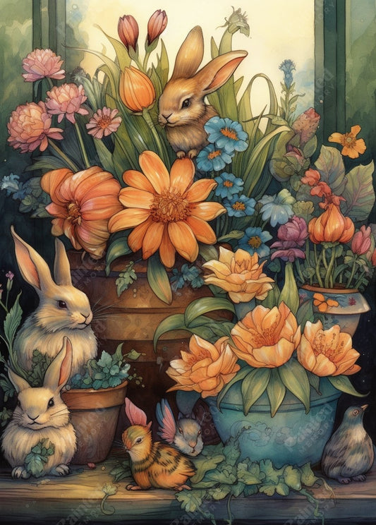 Potted Rabbit - Painted Memory