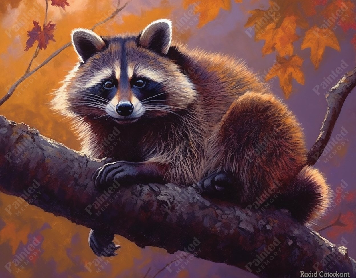 Racoon Striking Pose - Diamond Kit - Painted Memory