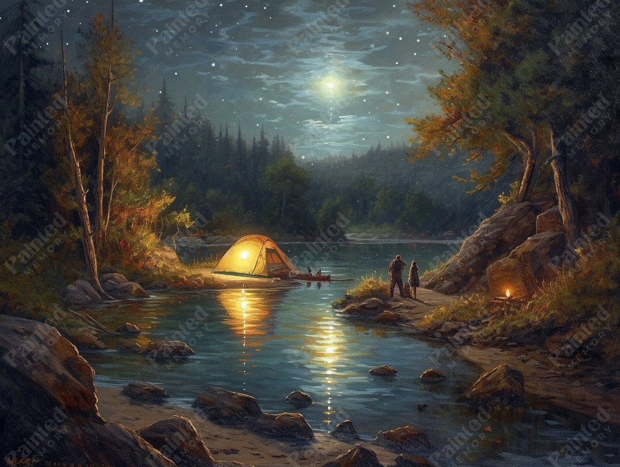 Riverside Night Camping - Diamond Kit - Painted Memory