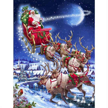 Santa's Sleigh Team Diamond Painting | 5D Diamond Painting Kits - Painted Memory