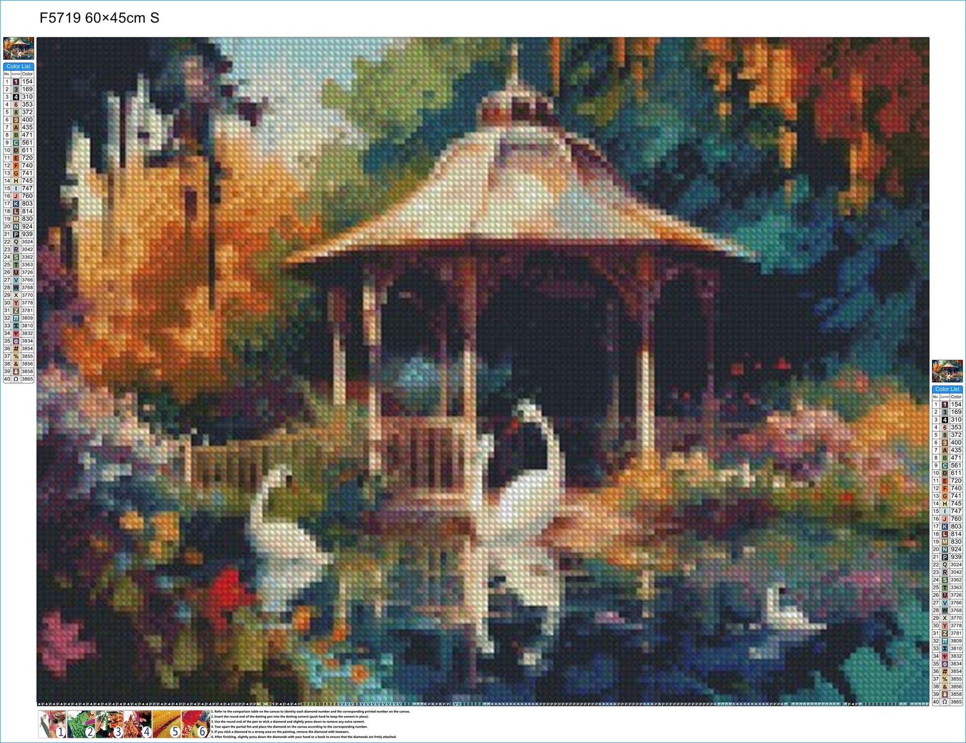 Swan Lake Gazebo - Diamond Kit - Painted Memory